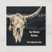 Westerne rustieke beige grijze Country Bull Skull Vierkante Visitekaartje (Voorkant)