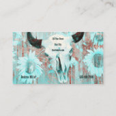 Westerne rustieke Blauwgroen Country Bull Skull Zo Visitekaartje (Achterkant)