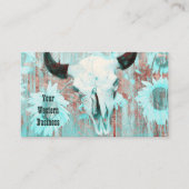 Westerne rustieke Blauwgroen Country Bull Skull Zo Visitekaartje (Voorkant)