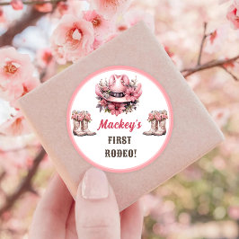 Westerne rustieke bloemrijke cowgirl verjaardagsfe ronde sticker