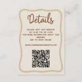 Westerne rustieke bruiloft details website QR-code Informatiekaartje (Voorkant)