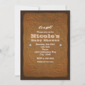 Westerne rustieke bruin lederen look Baby shower Kaart (Achterkant)