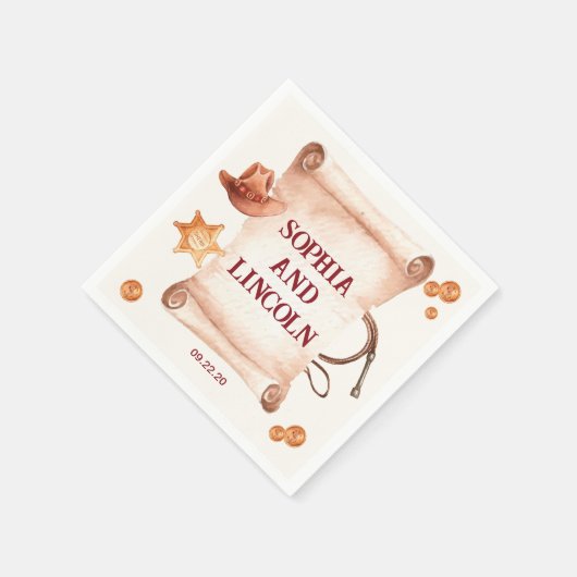 Westerne rustieke bruine bruiloft servet (Hoek)