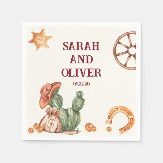 Westerne rustieke bruine elegante bruiloft servet (Voorkant)