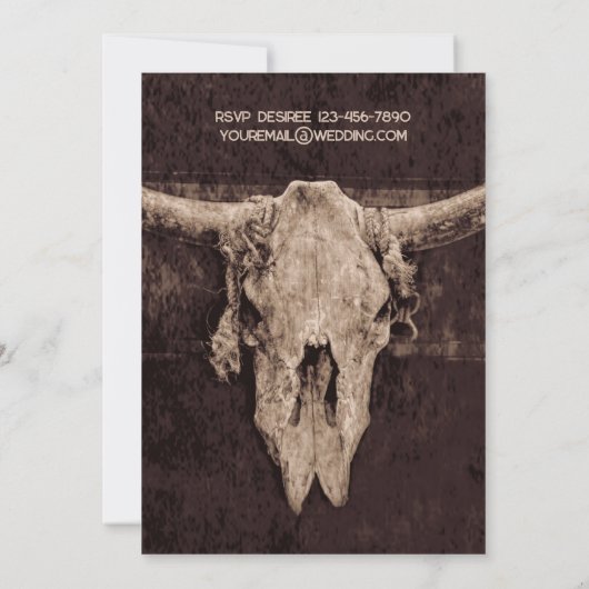 Westerne rustieke bruine land rodeo stier schedel kaart (Achterkant)