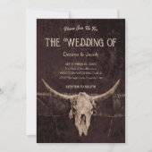 Westerne rustieke bruine land rodeo stier schedel kaart (Voorkant)