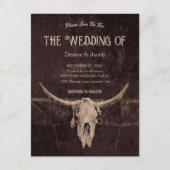 Westerne rustieke bruine land rodeo stier schedel uitnodiging briefkaart (Voorkant)