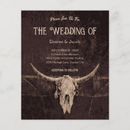 Westerne rustieke bruine land stier schedel budget