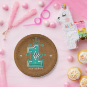 Westerne rustieke bruine lederen look & diamanten papieren bordje (Feest)