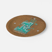 Westerne rustieke bruine lederen look & diamanten papieren bordje (Gekanteld)