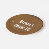 Westerne rustieke bruine lederen look & diamanten  papieren bordje (Gekanteld)