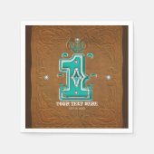 Westerne rustieke bruine lederen look & diamanten  servetten (Voorkant)