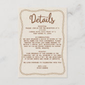 Westerne rustieke Casual Beige Bruine Trouwdetails Informatiekaartje (Voorkant)