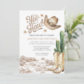 Westerne rustieke cowboy cactus verjaardag kaart (Staand voorkant)