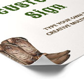 Westerne rustieke cowboy verjaardagsfeesttafelteke poster (Hoek)