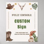 Westerne rustieke cowboy verjaardagsfeesttafelteke poster (Voorkant)