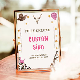 Westerne rustieke cowboy verjaardagsfeesttafelteke poster