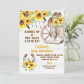 Westerne rustieke cowgirl laarzen zonnebloem verja kaart (Staand voorkant)