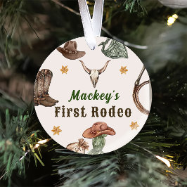Westerne rustieke eerste rodeo party keramisch ornament