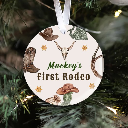 Westerne rustieke eerste rodeo party keramisch ornament