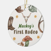 Westerne rustieke eerste rodeo party keramisch ornament (Links)