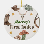 Westerne rustieke eerste rodeo party keramisch ornament (Achterkant)