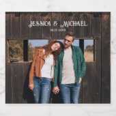 Westerne rustieke foto bruiloft sparkling wijnetiket (Enkel label)