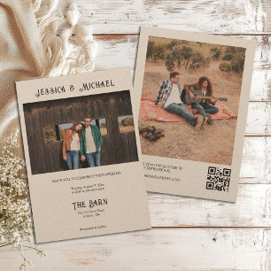 Westerne rustieke foto met QR-code Kraft Paper Kaart