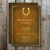 Westerne Rustieke Hoefijzer Bruin Gouden Verjaarda Kaart