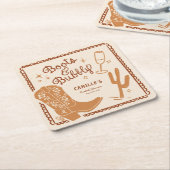 Westerne rustieke laarzen en bubble Vrijgezellenfe Kartonnen Onderzetters (Schuin)