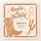 Westerne rustieke laarzen en bubble Vrijgezellenfe Kartonnen Onderzetters (Voorkant)