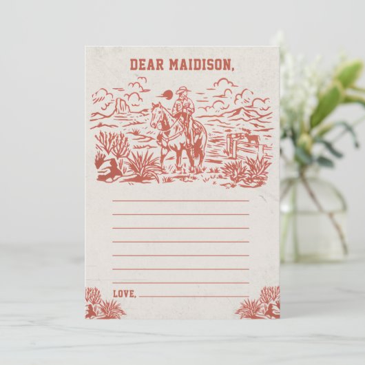 Westerne rustieke Time Capsule Note Bericht Kaart (Staand voorkant)