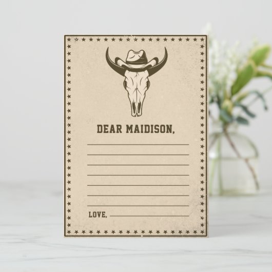 Westerne rustieke Time Capsule Note Bericht Kaart (Staand voorkant)