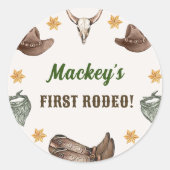 Westerne rustieke verjaardag dank u klas ronde sticker (Voorkant)