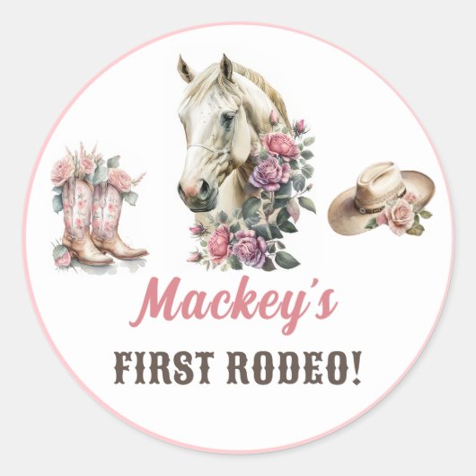 Westerne Rustieke Verjaardag Ronde Sticker (Voorkant)