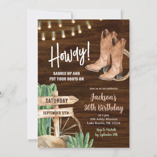 Westerne Rustieke Wood Cowboy Man Verjaardag Kaart (Voorkant)