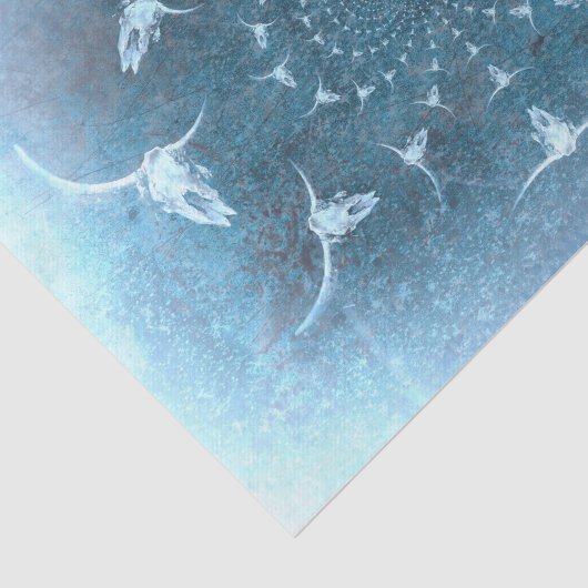 Westerne Rustige  Blauwe Textuur Bull Skull Tissuepapier (Detail)