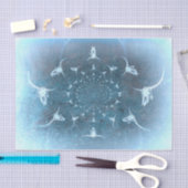 Westerne Rustige  Blauwe Textuur Bull Skull Tissuepapier (Craft)