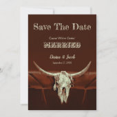 Westerne Rustige bruiloft Bull Skull Save the Date (Voorkant)