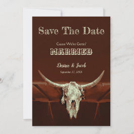 Westerne Rustige bruiloft Bull Skull Save the Date