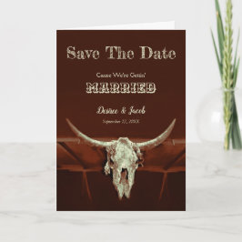 Westerne Rustige bruiloft Bull Skull Save the Date Aankondiging
