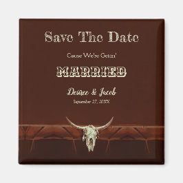 Westerne Rustige bruiloft Bull Skull Save the Date Magneet