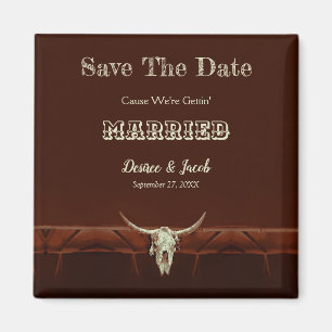 Westerne Rustige bruiloft Bull Skull Save the Date Magneet