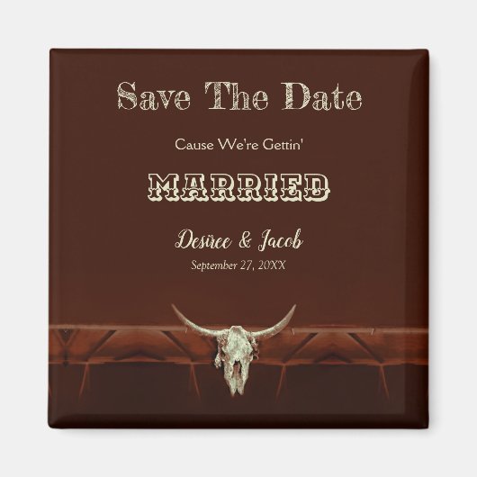 Westerne Rustige bruiloft Bull Skull Save the Date Magneet (Voorkant)