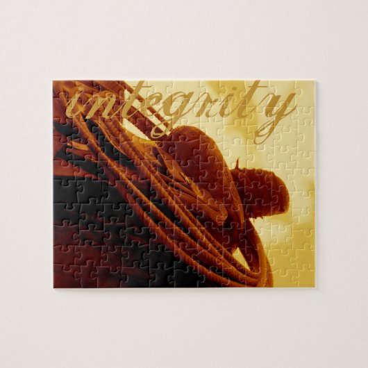 Westerne rustige roping zadelkunst legpuzzel (Horizontaal)