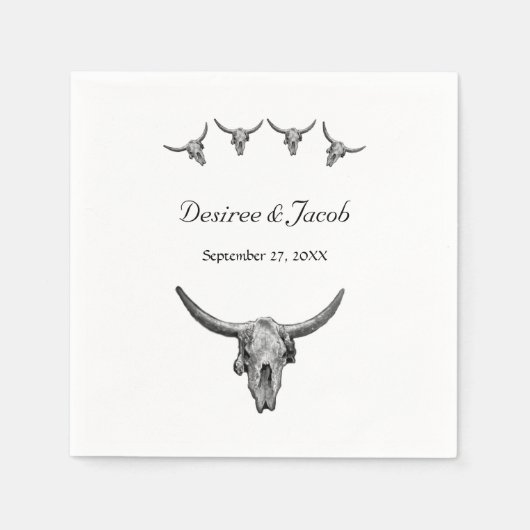 Westerne Rustige zwarte en witte bruiloft Servet (Voorkant)