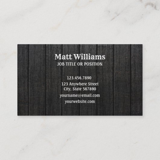 Westerne Rustige zwarte houten korrel Visitekaartje (Achterkant)