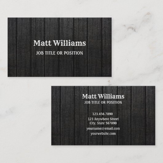 Westerne Rustige zwarte houten korrel Visitekaartje (Voorkant / Achterkant)