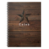 Westerne Rusty Star op Wood Rustisch Land Wooden Notitieboek (Voorkant)