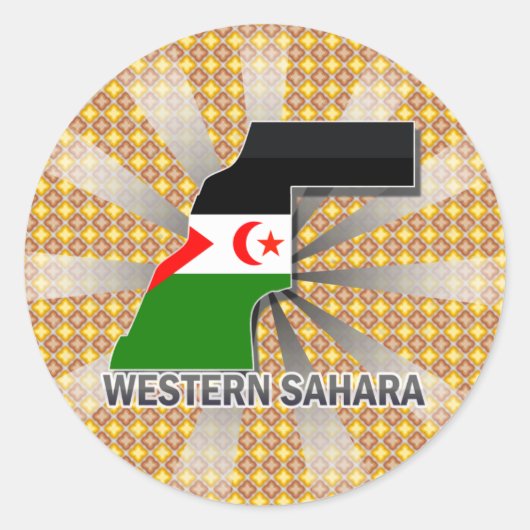 Westerne Sahara Flag Kaart 2.0 Ronde Sticker (Voorkant)
